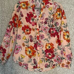 Express Pink Button Down Shirt with Notched Collar